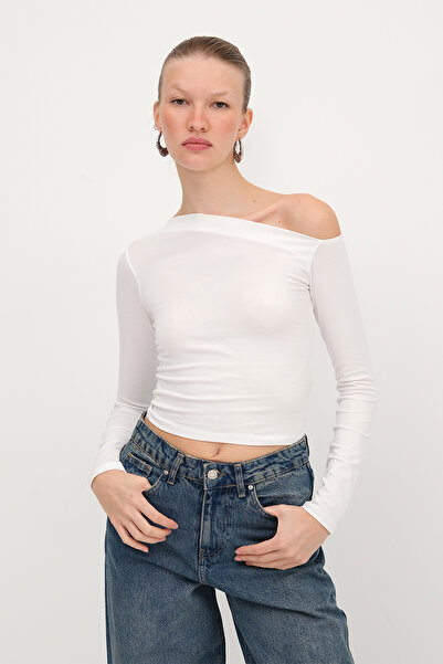 Addax Asymmetric Collar Blouse B1668-T11