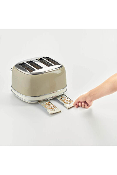 ARIETE Bread toaster VINTAGE 0156/03, 1600W, 4 slices, 3 functions, 6 levels, Removable tray, Beige