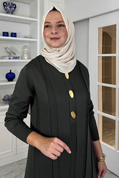 Rabia Şamlı Φόρεμα Πλεκτό Φύλλο Χακί