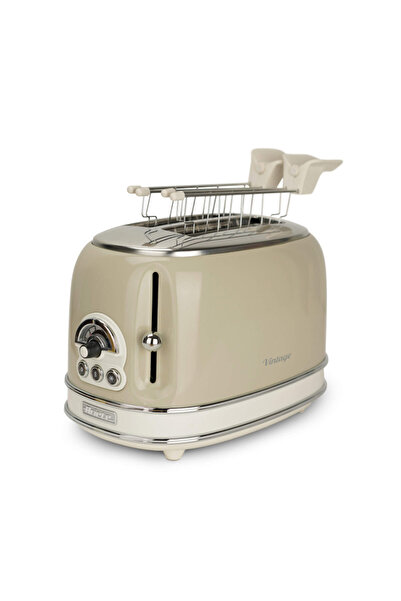 ARIETE Bread toaster VINTAGE 0155/03, 810W, 2 slices, 3 functions, 6 levels, Removable tray, Beige