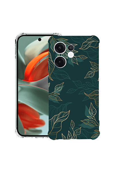 bestcase Carcasă spate antișoc pentru OPPO Reno13 F 5G, pene verzi, 1988247 A...