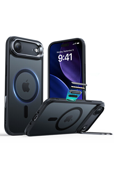 ESR حافظة هجينة كلاسيكية لهاتف آيفون 17 من آبل مع حامل ماج سيف - زر التحكم بالكاميرا - أسود شفاف