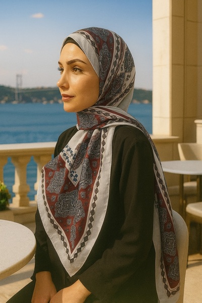 VIEN POLO شال قطني ناعم منقوش