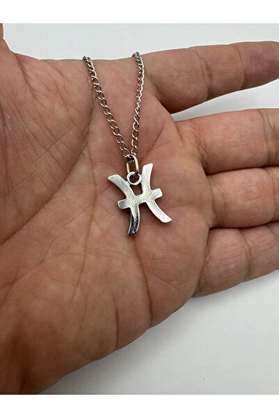 Herşey Nota Pisces Symbol Necklace – with 60 cm Chain, Zinc Plated Unisex Astrological Design
