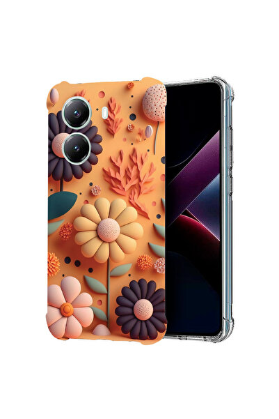 bestcase Αντικραδασμική θήκη πίσω μέρους για Poco X7 Pro 5G, Happy Flowers, 1...