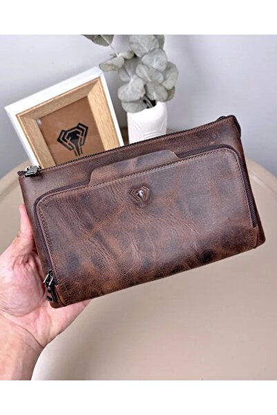 Fil Deri Genuine Leather Zippered Men's Handbag with Grip Strap 2113