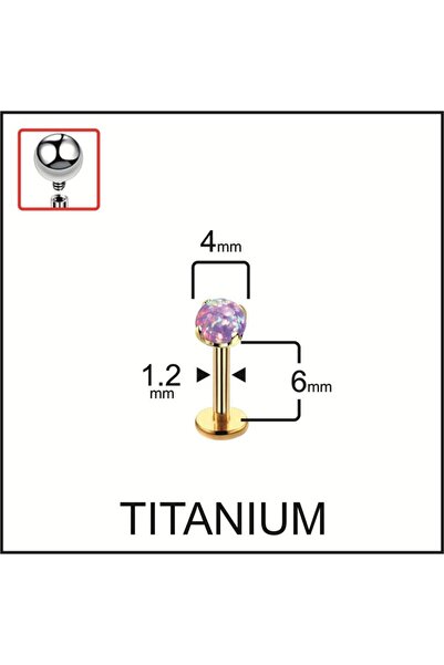 Rupen Kraft Yüksek Kalite Titanyum Titanium Opal Taşlı Kıkırdak Helix Tragus Titanyum Piercingi