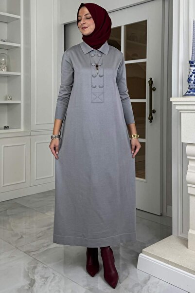Rabia Şamlı Laçin Knitwear Dress Gray