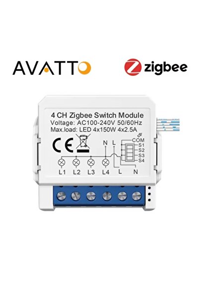 Avatto Tuya 4CH Zigbee Anahtar 4 Kanal Zigbee röle