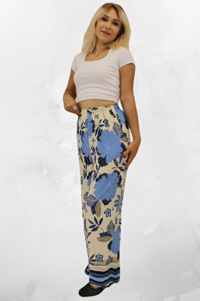 MİNUSA DESİGN Relaxed Fit Elastic Waist Double Pocket Loose Leg Viscose Fabric Women's Pants