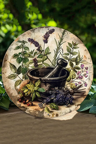 kutuTR Şifalı Otlar ve Havan Temalı UV Baskı 3D GÖRÜNÜMLÜ MDF Duvar Süsü – 33...