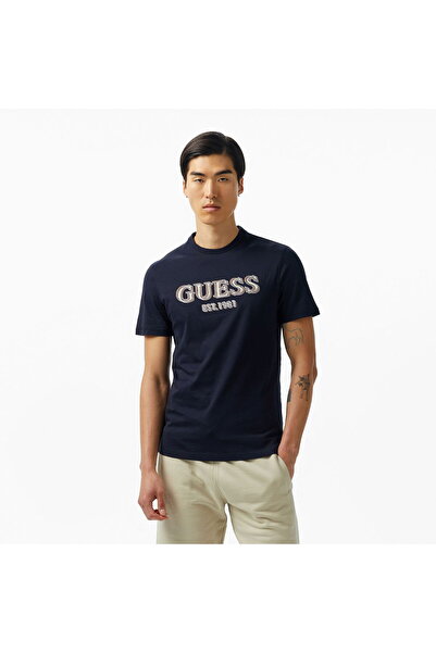 Guess MEN DARK BLUE SS CN LOGO TEE T-SHIRT