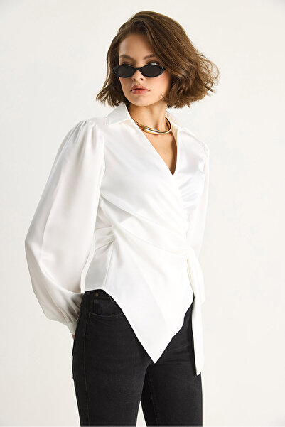 Bianco Lucci Kadın Yandan Baglamalı Saten Bluz 2134 60284079