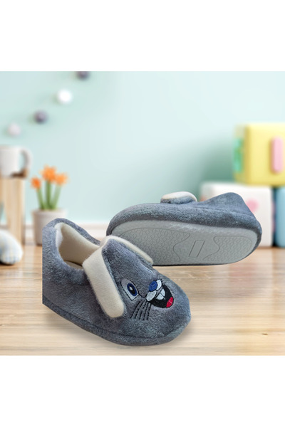 KMS HOME Παντόφλες για αγόρια Γκρι Σχολικές Παντόφλες με Αυτιά Κουνελιού