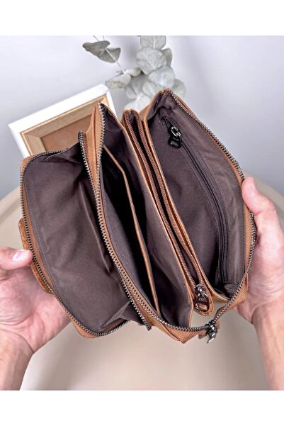 Fil Deri Genuine Leather Zippered Men's Handbag with Grip Strap 2113