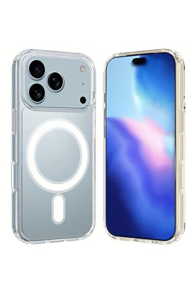 Powerfox İphone 17 Pro Max Uyumlu Şeffaf Magsafe Darbe Emici Telefon Kılıfı