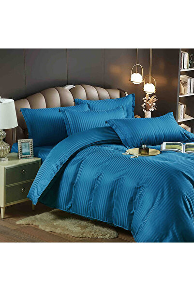 JOJO HOME Double bed linen, Deluxe fine damask, 6 pieces, Blue