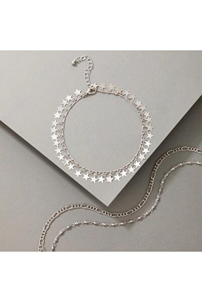 Pursehuit Set de 3 brățări, culoare argintie, cu steluțe, Sinaida C2