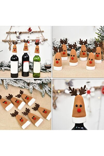 Flippy Χριστουγεννιάτικο καπέλο άλκης Κάλυμμα μπουκαλιού κρασιού 14*6cm+10 τε...