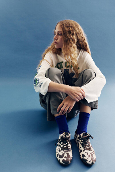 Pull & Bear Nylon animal print trainers