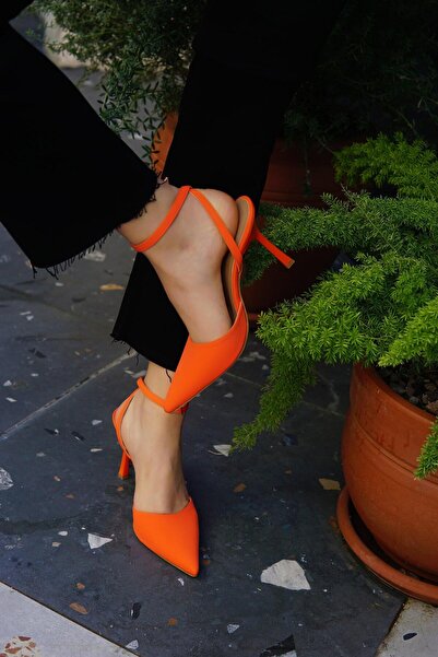 LamintaGlobal Sirius Orange Ankle Strap Women's Heeled Shoes