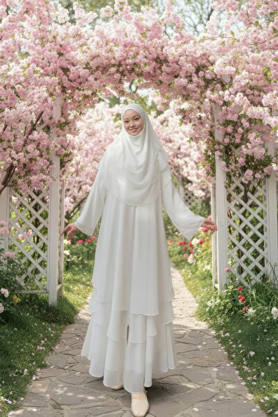 Hurma Kervanı Suffle Chiffon Umrah Women's Set – One Piece