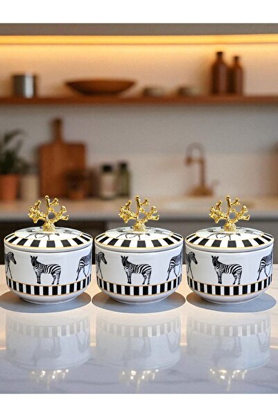 ferayhome Mutfak Aksesuarı 3 lü Kahvaltılık Saklama Kabı Baharatlık Şekerlik ...