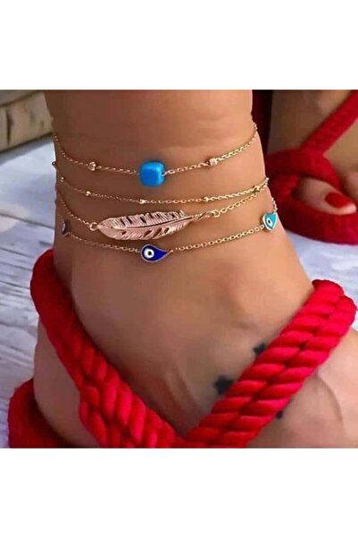 Pursehuit Set de 4 brățări aurii, cu pene, Janke C5