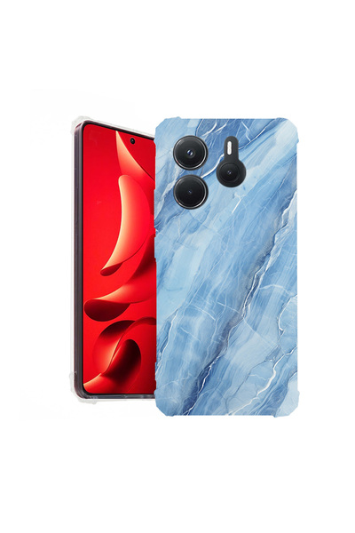 bestcase Carcasă spate antișoc pentru Xiaomi Redmi Note 14 4G, albastru marmo...