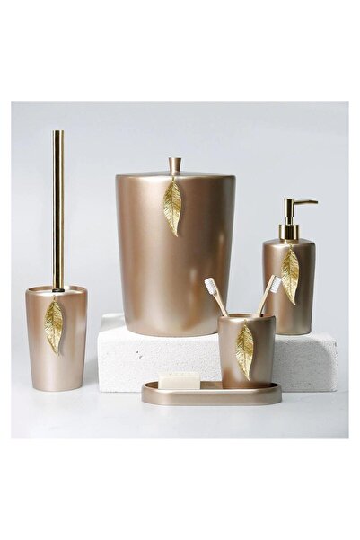 Magic Home طقم حمام سليم ديكور بتصميم أوراق الشجر - ذهبي فاخر