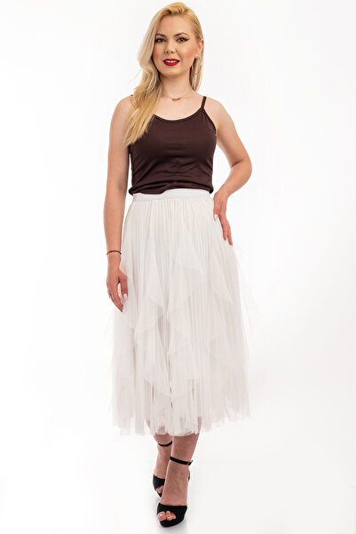 OEM Fustă Ema albă plisată din tul