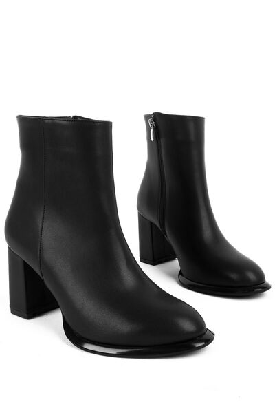 Lal Shoes & Bags Zeze Kadın Fermuarlı Topuklu Bot-siyah