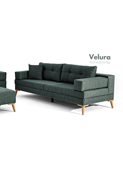 Velura Home & Living Zeri Modüler Koltuk & 3'lü Kanepe - Koyu Yeşil - 125