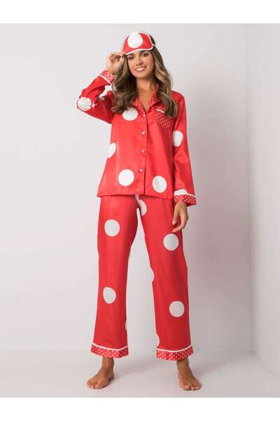 OEM Women's red polka dot pajamas, long pants, shirt - XL(42)