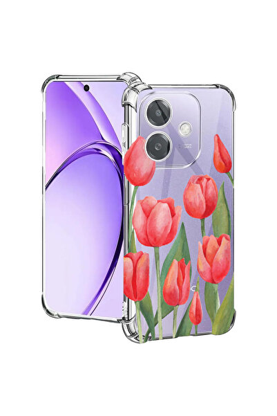 bestcase Carcasă spate antișoc pentru Oppo A60 5G / A40 / A40M, Lalele roșii,...