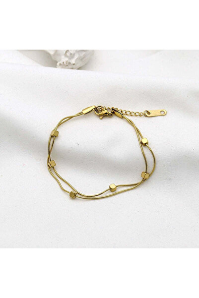 Pursehuit Brățară aurie, oțel inoxidabil, suflată cu aur de 18k, în 2 stratur...