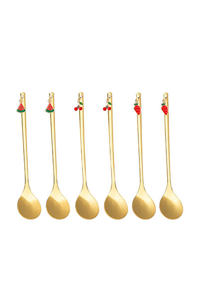 teknotrust Altı Parlak Gold Çelik Tatlı Kaşığı Seti, 15 cm, şık ve kullanışlı.