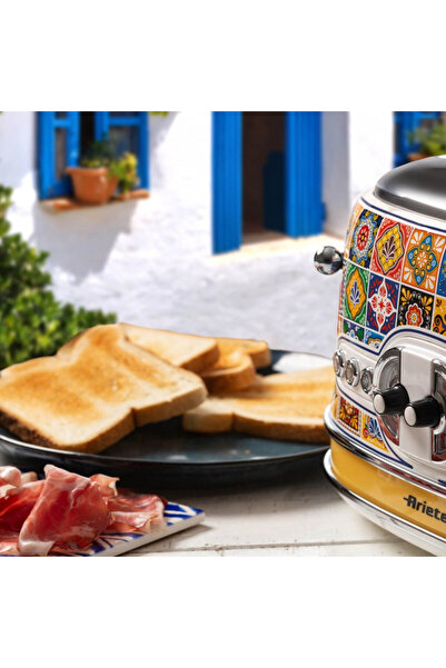 ARIETE Bread toaster Positano 0156/0P, 1600W, 4 slices, 3 functions, 6 levels, Тray, White/yellow