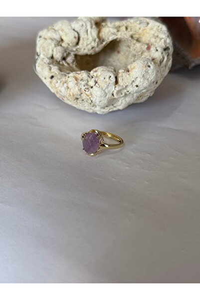Taş-Mir Ametist Taşı Doğal Taş Ayarlamalı Yüzük