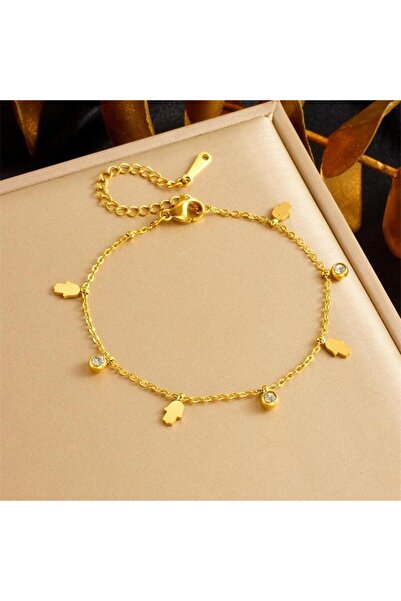 Pursehuit Brățară aurie, din oțel inoxidabil, suflată cu aur de 18k, cu pietr...