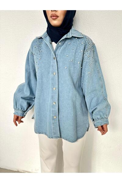 tummabutik Taşlı Oversizse Kot Ceket