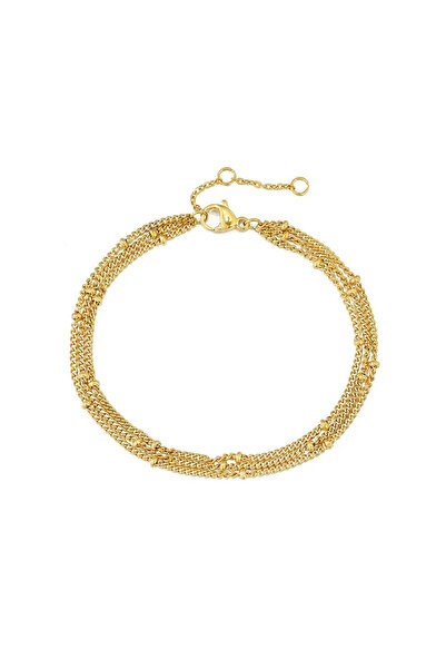 Pursehuit Brățară aurie, din oțel inoxidabil, suflată cu aur de 18k, în 3 str...