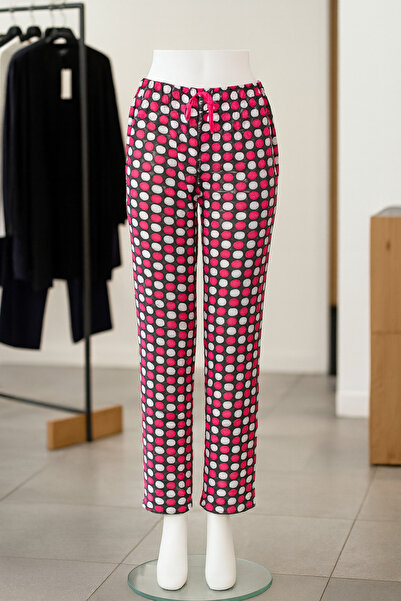 SayaSocks Kadın Pembe Yuvarlak Desenli Polar Pijama Altı