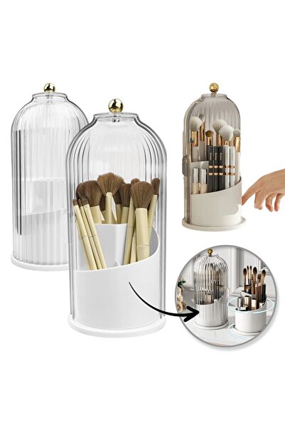 OEM Organizator de pensule de machiaj, canelat, rotativ la 360 de grade, alb