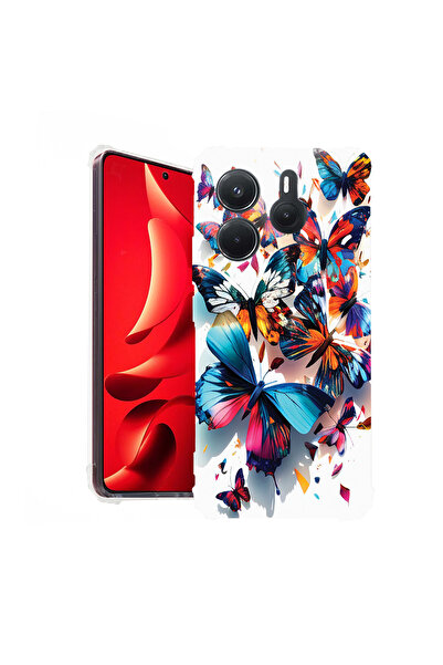 bestcase Carcasă spate antișoc pentru Xiaomi Redmi Note 14 5G, fluturi colora...