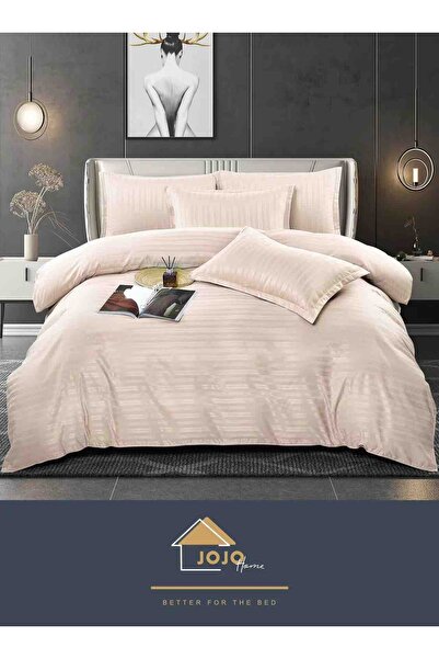 JOJO HOME Lenjerie pat dublu, damasc finetat Deluxe, 6 piese, cearceaf pat cu...