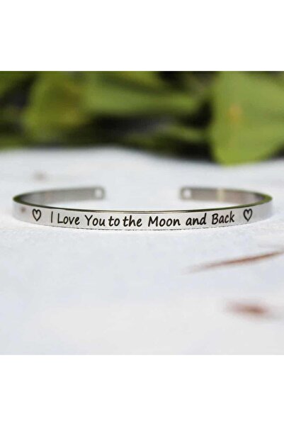Pursehuit Brățară reglabilă de culoare argintie, gravată „Te iubesc până la l...