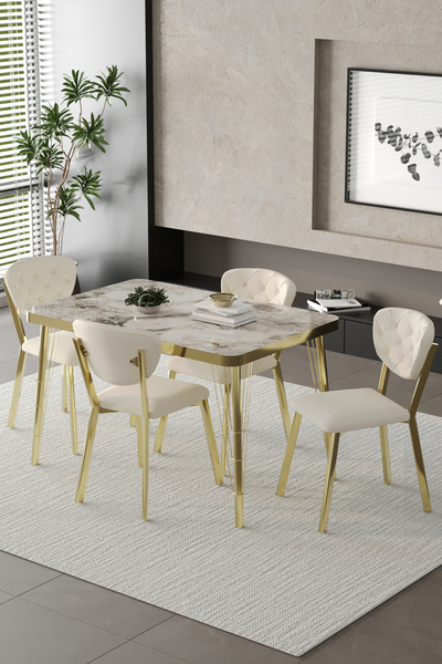 BY ORHAN GÜZEL Mutfak Masası Takımı Elma Serisi 4 sandalyeli