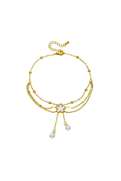 Pursehuit Brățară de gleznă, aurie, din oțel inoxidabil, suflată cu aur de 18...