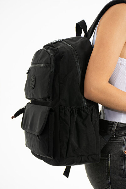 Sanmorris Multi-Pocket Women's Backpack Large Size School and Daily Use Hv3016 Black